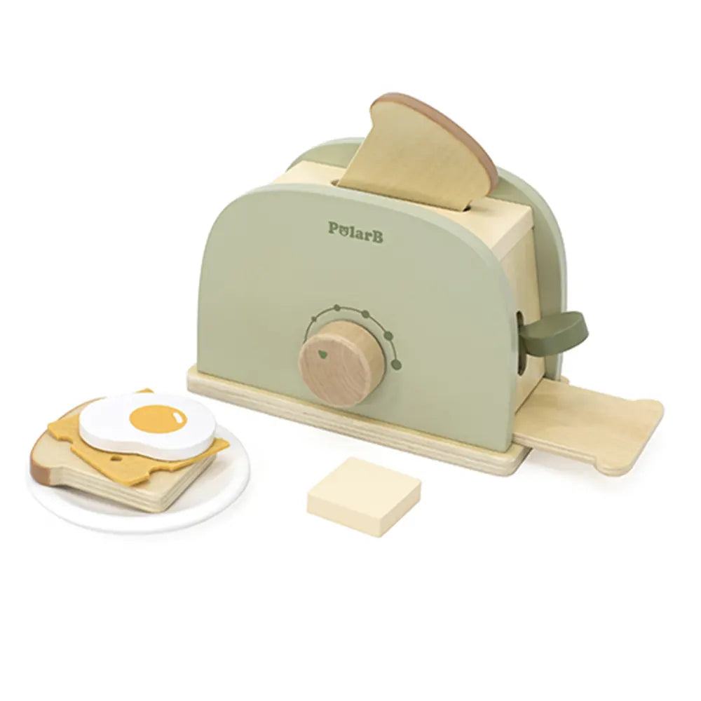 Wooden Toaster Toy Set with Accessories | Pretend Play Kitchen Toy for Kids 3+