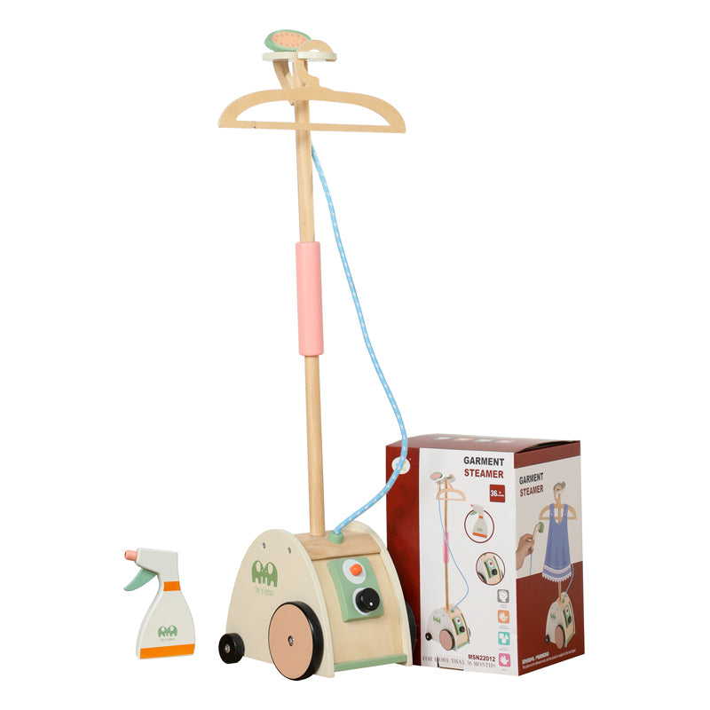 Wooden Garment Steamer Toy for Kids | Preschool Pretend Play Laundry Iron Set