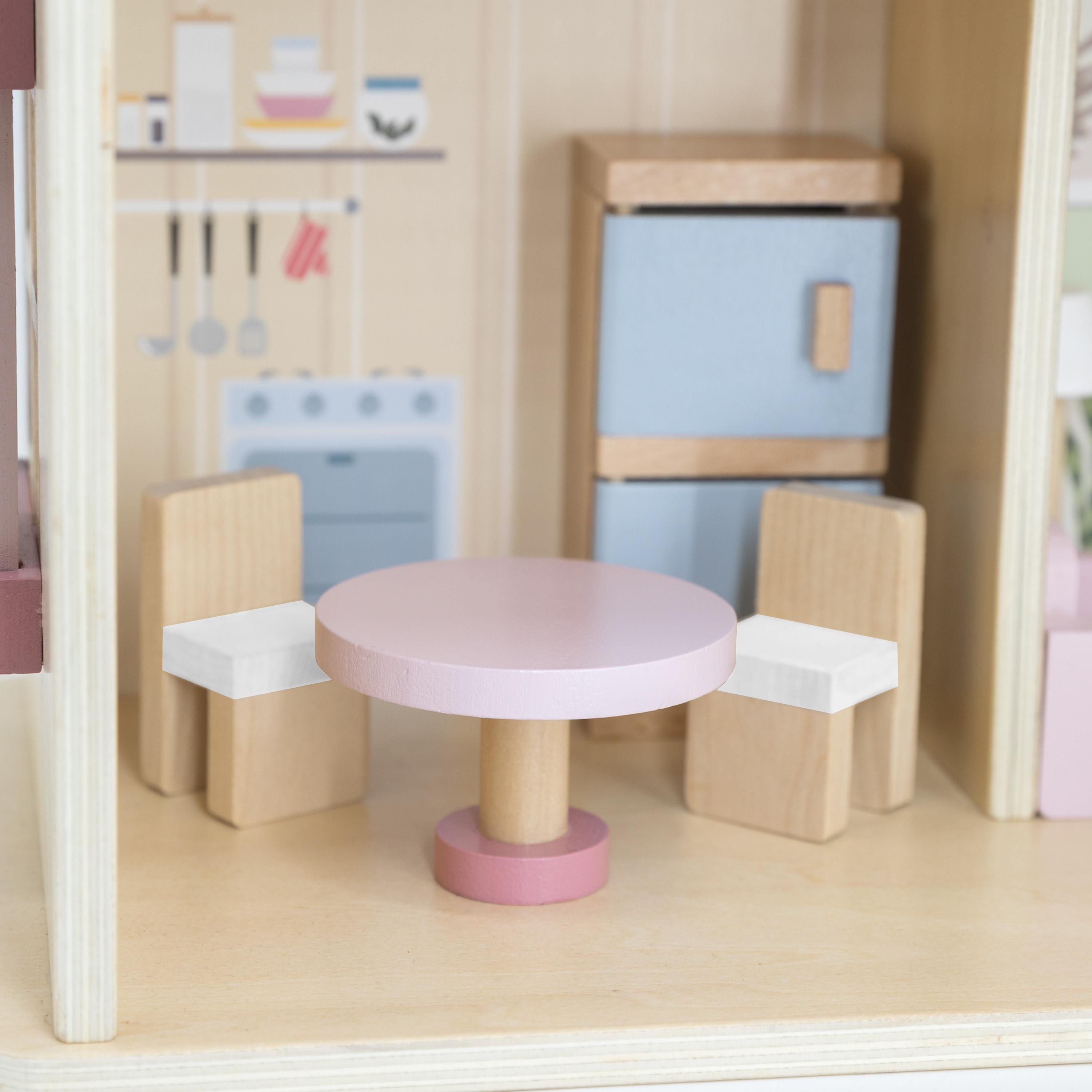 Wooden Doll House with Furniture Set | Kids Pretend Play Dollhouse Toy 3+