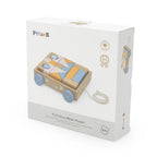 Pull Along Wooden Block Wagon Toy | 20 Pcs Stacking Blocks for Kids 18M+