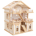 Happy Family Wooden Doll House for Kids | DIY Dollhouse with Furniture & Accessories