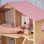 Wooden Doll House with Furniture Set | Kids Pretend Play Dollhouse Toy 3+