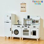 Luxury Wooden Kitchen Playset with Sound, Light & Water | Kids Cooking Toy Set