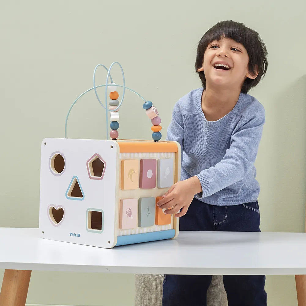 Wooden Activity Cube 8-in-1 | Montessori Motor Skills Learning Toy for Kids 18M+