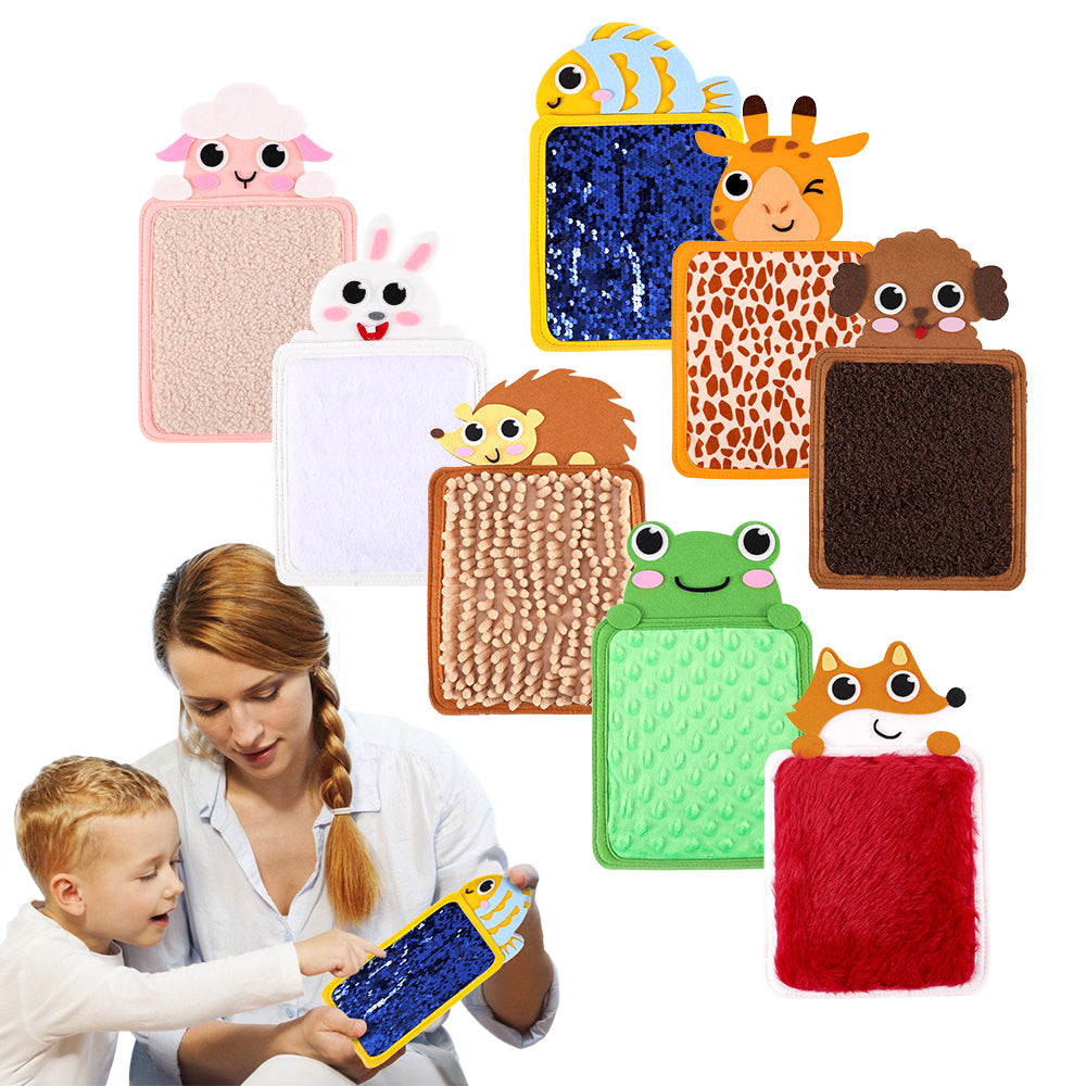 Touch Lends Animal Hair Cognitive Cognition 8 PCS | Kids Sensory Texture Learning Mats