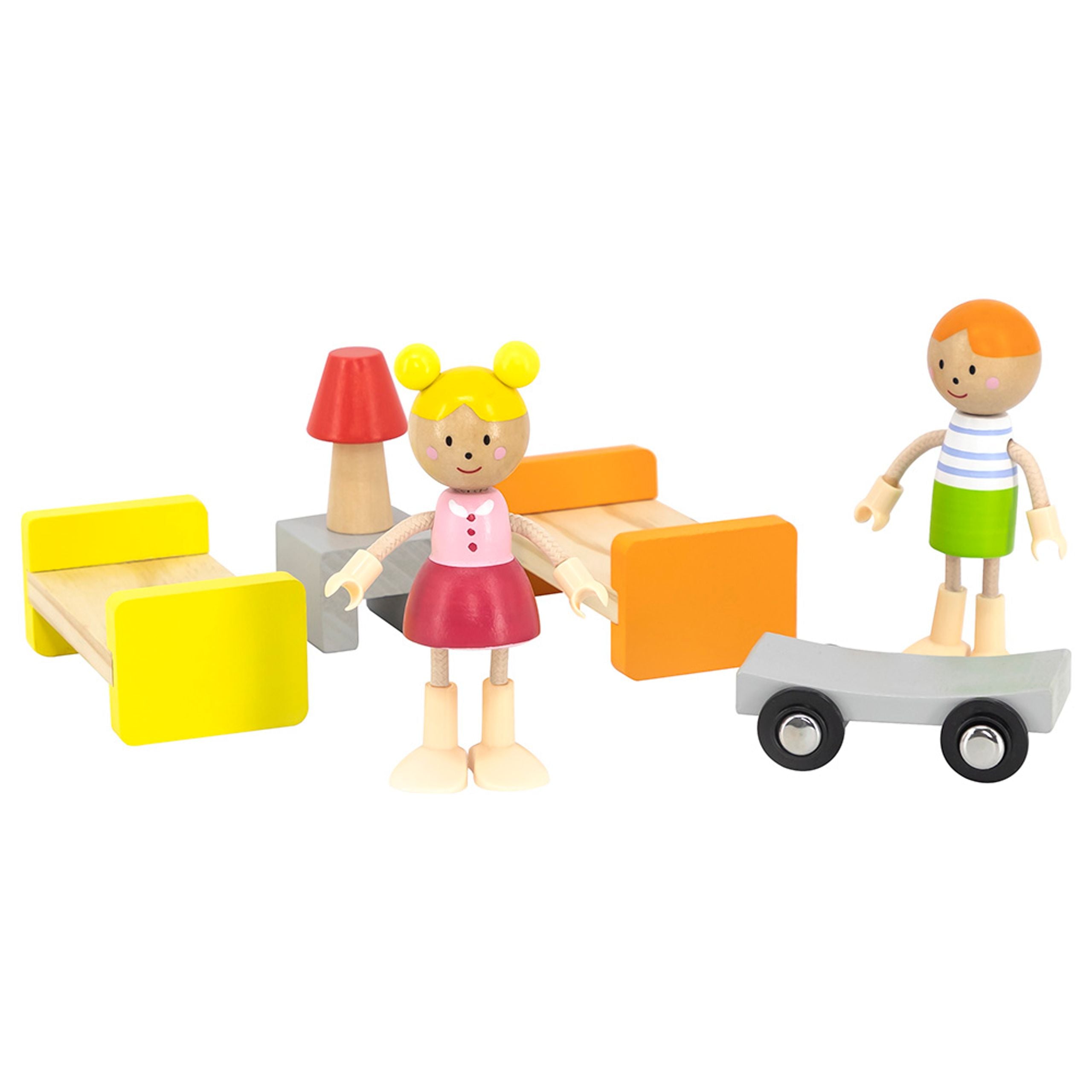 3 Storey Wooden Doll House with Furniture | Kids Pretend Play Dollhouse Set