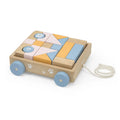 Pull Along Wooden Block Wagon Toy | 20 Pcs Stacking Blocks for Kids 18M+