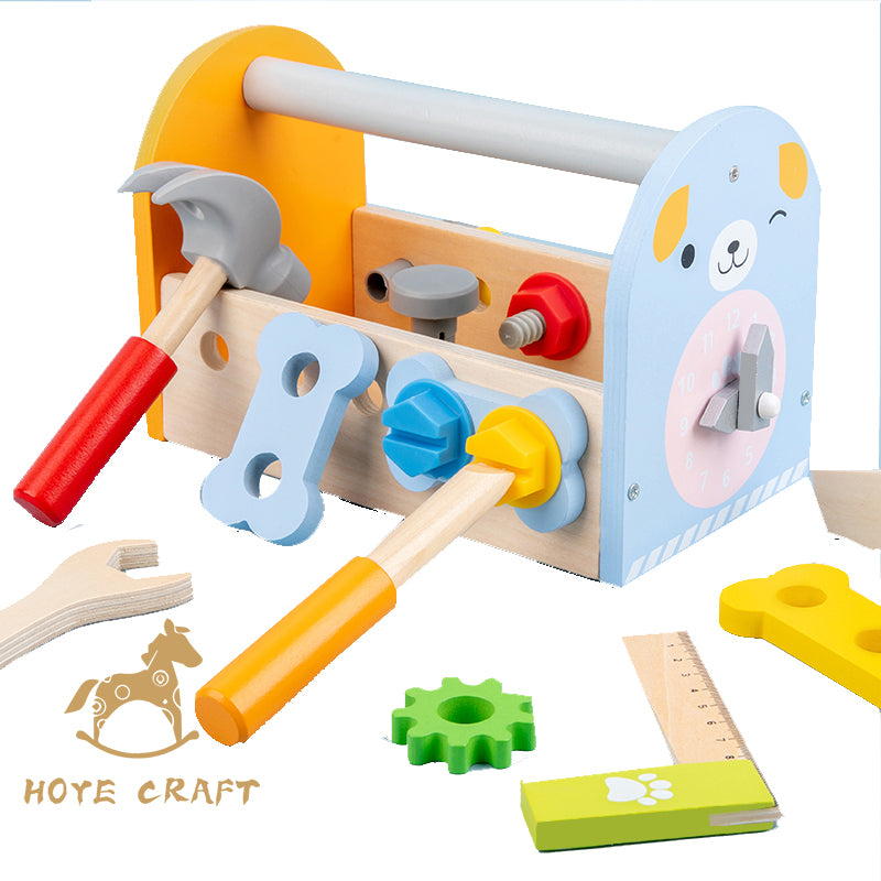 Wooden Tool Box Set for Kids | Pretend Play Carpenter Kit Educational Construction Toy