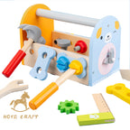 Wooden Tool Box Set for Kids | Pretend Play Carpenter Kit Educational Construction Toy