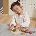 Wooden Cutting Vegetables Toy Set for Kids | Pretend Play Kitchen Cutting Board Set