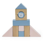 Pull Along Wooden Block Wagon Toy | 20 Pcs Stacking Blocks for Kids 18M+