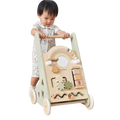 Wooden Baby Walker with Activity Panel | Learning Push Walker for Toddlers 12M+