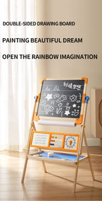 Double-Sided Magnetic Drawing Board | Wooden Kids Easel Adjustable Board