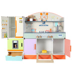 Multi Color Wooden Kitchen Set with Refrigerator | Kids Pretend Play Cooking Toy Educational Role Play