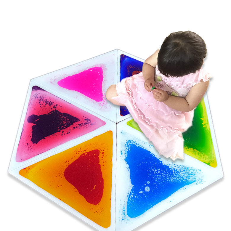 Pressure Sensitive Color Changing Liquid Floor Tiles 6 PCS Triangle | Kids Sensory Gel Mats