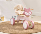 Wooden Toddler Cycle Pink | 4 Wheel Balance Ride-On Bike for Kids 18M+
