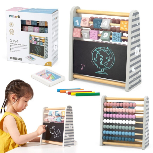 3-in-1 Math Learning Abacus | Wooden Counting & Writing Educational Toy for Kids