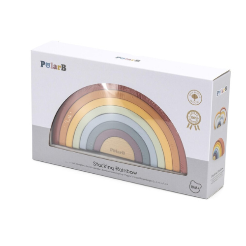 Wooden Stacking Rainbow Blocks | Montessori Color Stacking Toy for Kids 18M+