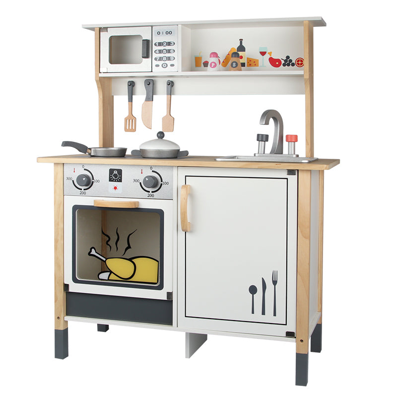 Maya Modern Wooden Kitchen Set for Kids | Pretend Play Kitchenette with Accessories