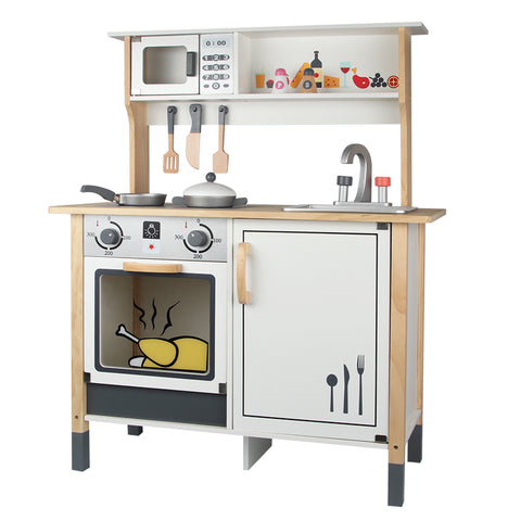 Maya Modern Wooden Kitchen Set for Kids | Pretend Play Kitchenette with Accessories