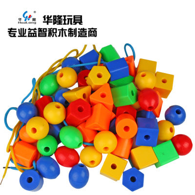 Jumbo Lacing Beads with String & Tote 54 Pcs