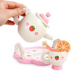 Wooden Sweet Strawberry Tea Set (15 Pcs) | Kids Pretend Play Tea Party Toy