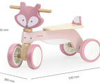 Wooden Toddler Cycle Pink | 4 Wheel Balance Ride-On Bike for Kids 18M+