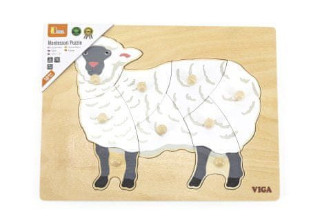 Montessori Wooden Sheep Puzzle | Animal Shape Sensory Learning Toy for Kids 18+ Months