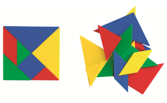Tangram Blocks Plastic 7 Pc Set of 2 | Magnetic Shape Puzzle Educational Toy Kids