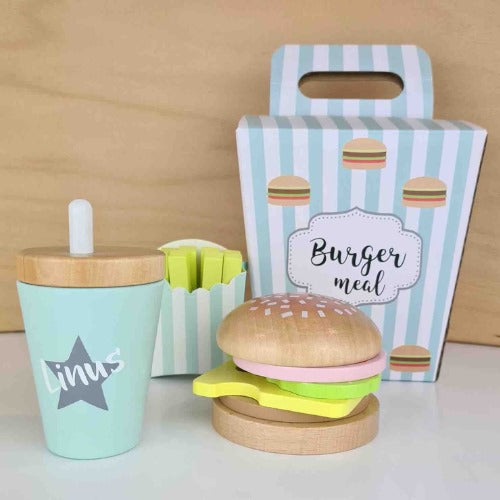 Wooden French Fries Set Meal Toy | Kids Pretend Play Fast Food KFC Box Set
