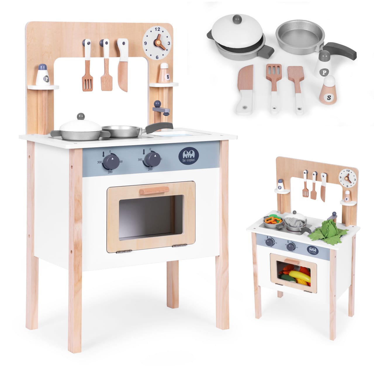 Wooden Kitchen Combo Set Kids | Montessori Pretend Play Activity Toy