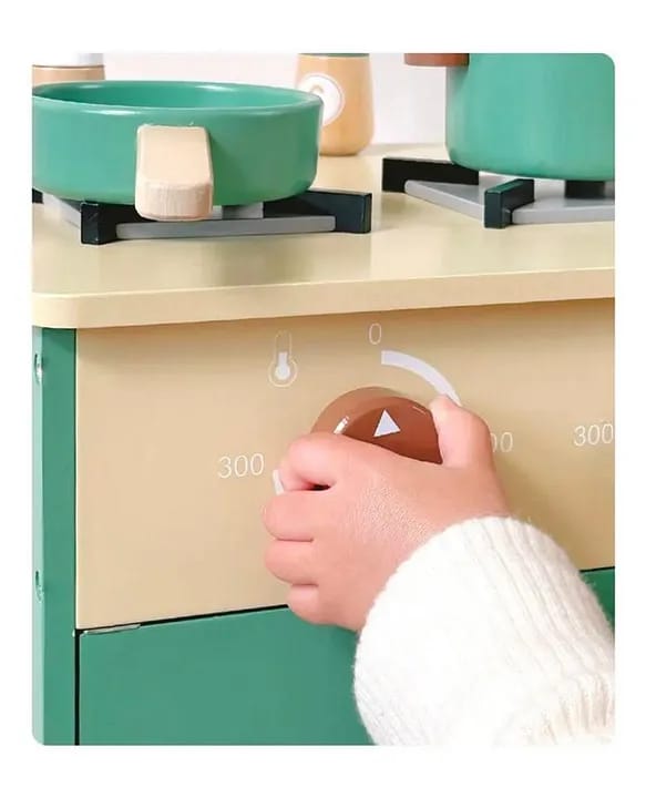 ROBUD Play Kitchen with Pretend Ice Cube Dispenser for Kids,Vintage Green