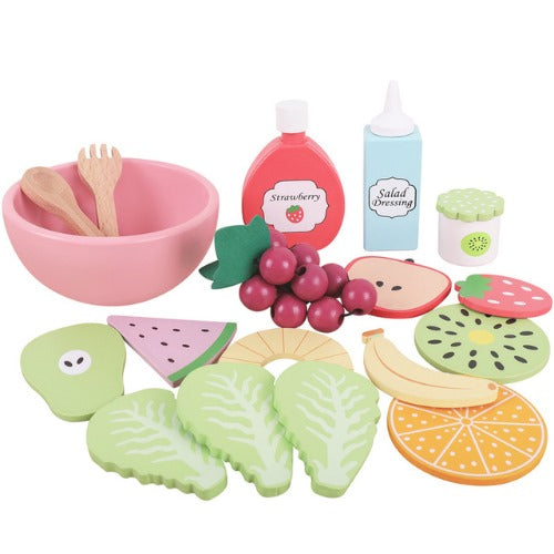 Wooden Fresh Fruit Salad Set | Kids Pretend Play Kitchen Food Toy Box