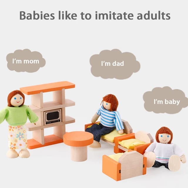 Doll Family Role Play Action Model | Wooden Pretend Play Toys for Kids