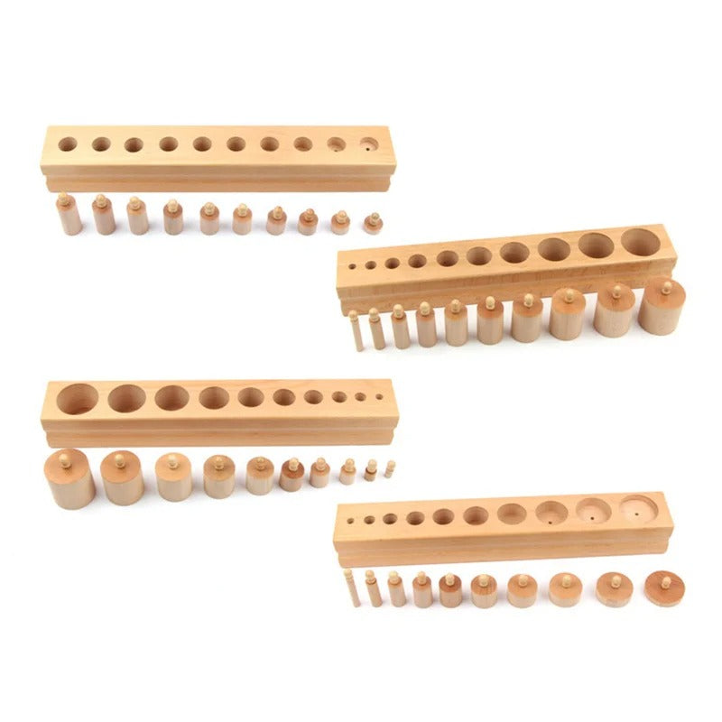 Wooden Cylindrical Blocks Set of 4 | Montessori Cylinder Learning Toy for Kids