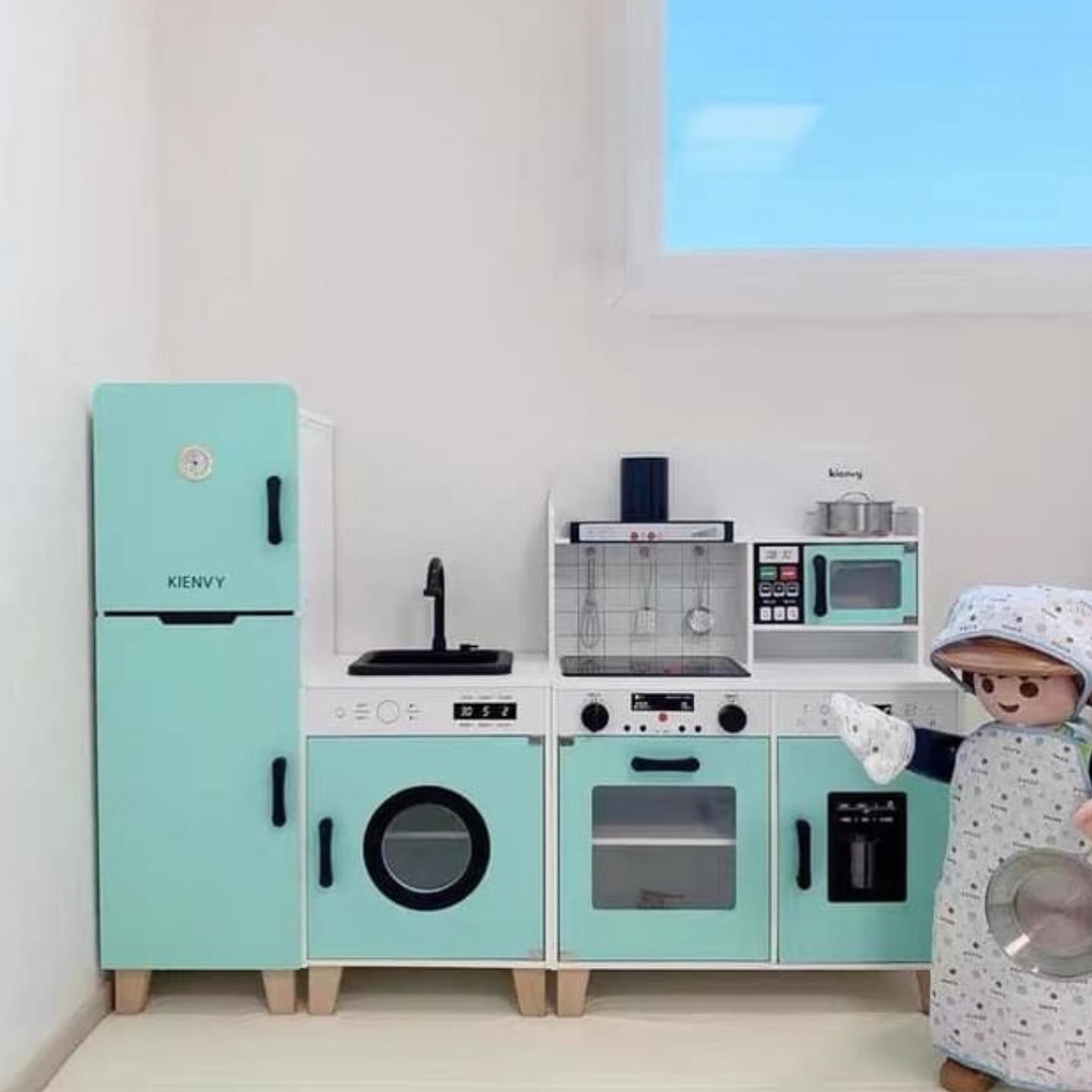 New Wooden Kitchen Playset with Sound Light & Water | Kids Pretend Play Toy