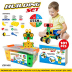 Construction Engineering Building Blocks 101 Pcs | STEM Educational Construction Toy Set for Kids