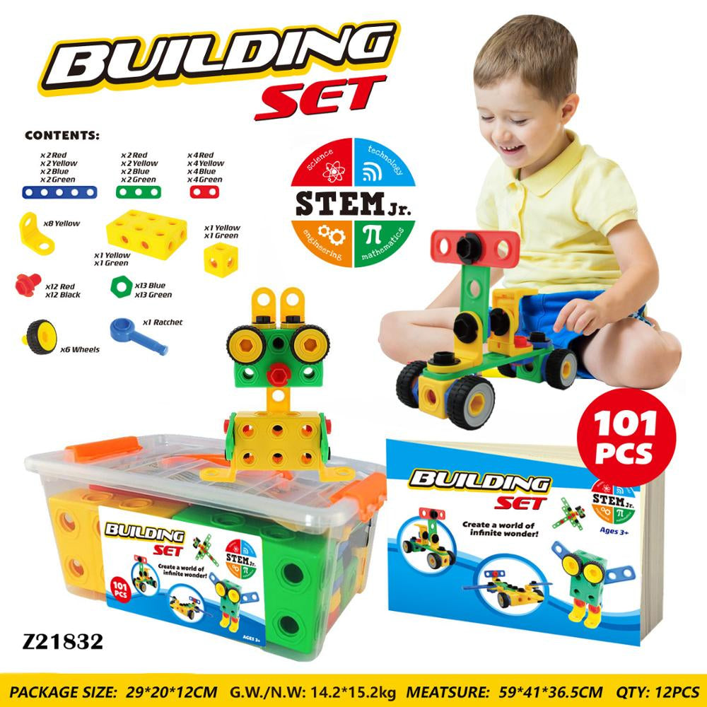 Construction Engineering Building Blocks 101 Pcs | STEM Educational Construction Toy Set for Kids