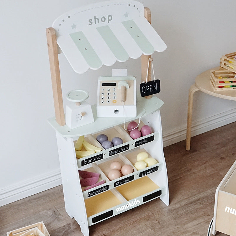 Mini Market Children Play Set | Wooden Kids Supermarket Pretend Play Store Toy