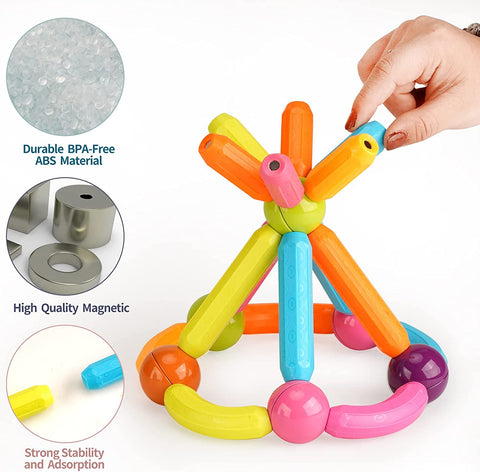 Magnetic Sticks 54 PCS | STEM Construction DIY Building Educational Toy Set