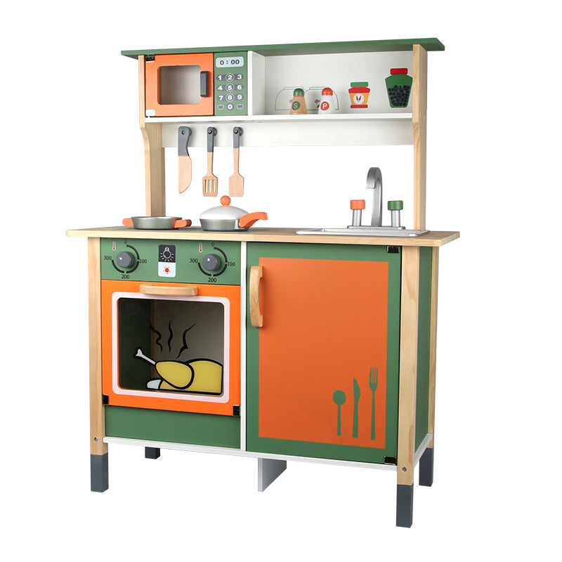 Maya Modern Wooden Kitchen Set for Kids | Pretend Play Kitchenette with Accessories