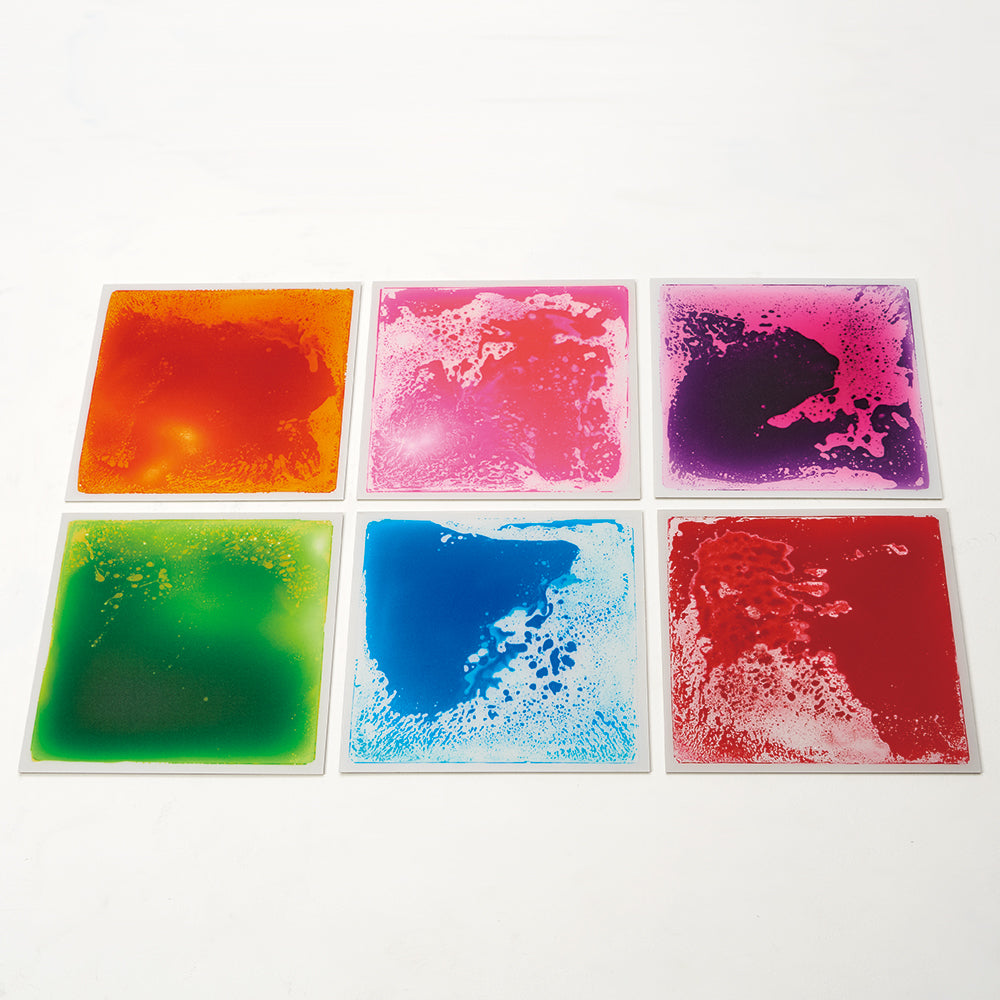 Playlearn Liquid Floor Tiles 6pc Square | Large Sensory Gel Floor Mats