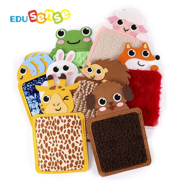 Touch Lends Animal Hair Cognitive Cognition 8 PCS | Kids Sensory Texture Learning Mats