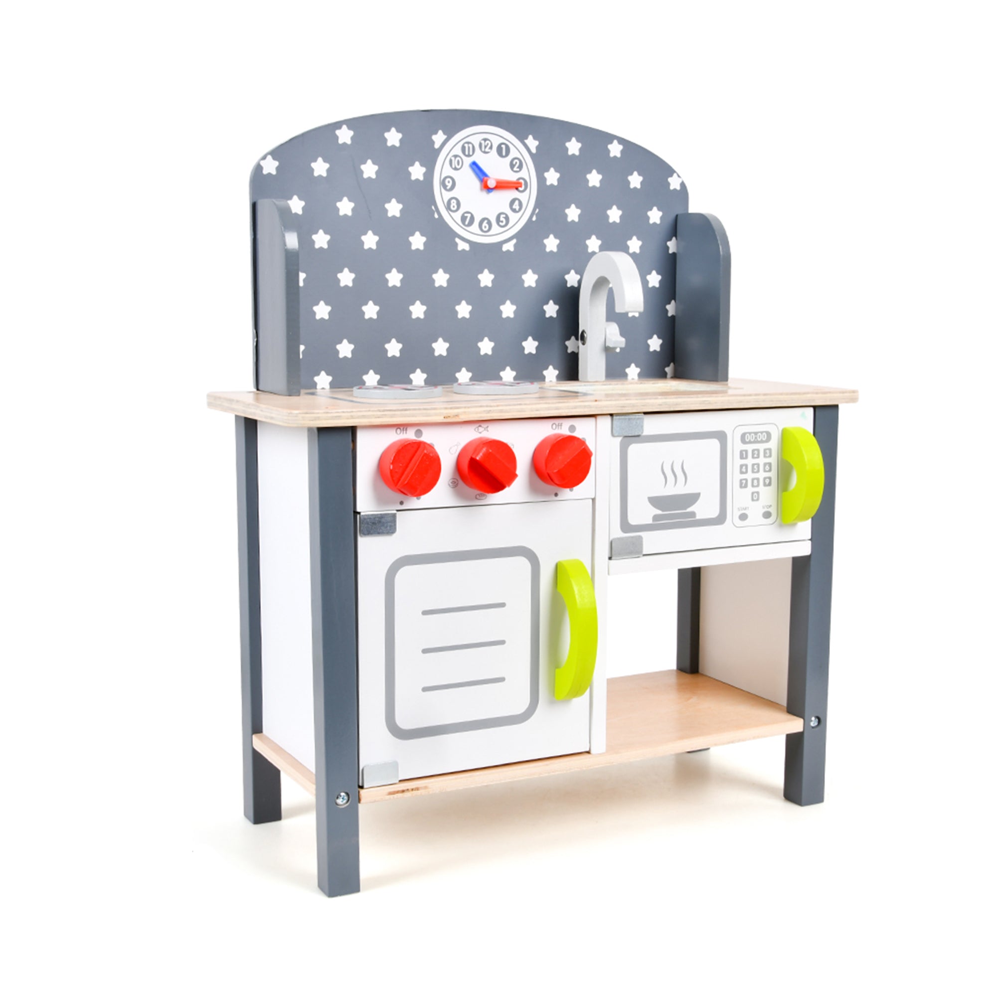 Little Chef Role Play Kitchen | Wooden Kids Cooking Pretend Playset for Toddlers