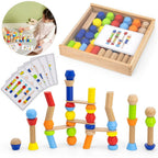 Wooden Blocks Tower Building Game 52 Pcs | Montessori Stacking & Logic Toy for Kids