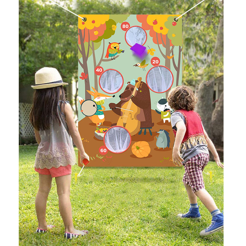 Bean Bag Toss Game | Portable 4-in-1 Kids Outdoor Party & Indoor Target Game