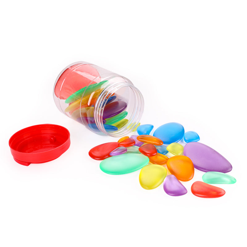 Rainbow Pebbles Transparent Sorting Stacking Stones | 36 PCS Learning Set