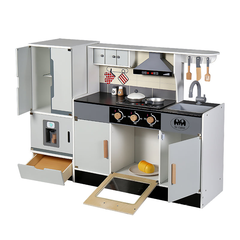 Honey Joy Kids Kitchen Playset 2 Pcs | Wooden Pretend Play Kitchen Set with Light & Sound
