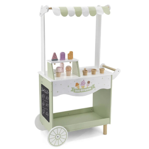 Jumbo Mobile Ice Cream Cart | Wooden Pretend Play Ice Cream Stand for Kids