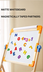 Double-Sided Magnetic Drawing Board | Wooden Kids Easel Adjustable Board
